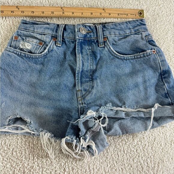 BDG shorts womens Sz 27 jeans summer cut out distress Blue Denim Ripped Western - Picture 8 of 12